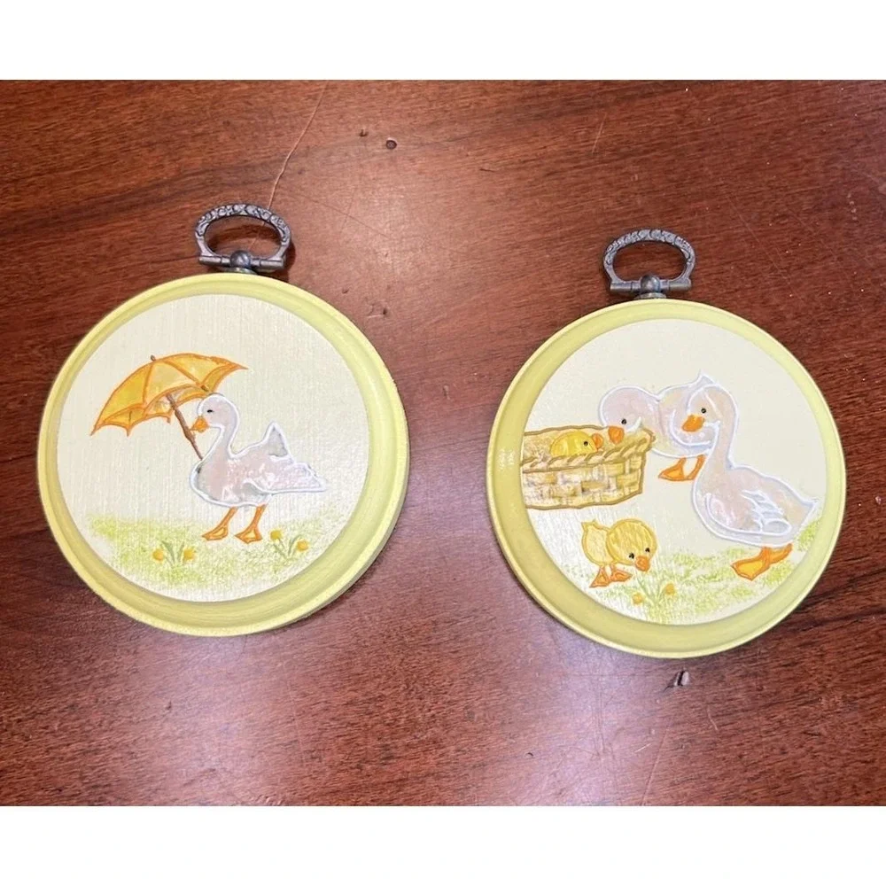 Vtg Merri Mates Hand Painted Duck Duckling Chicks Nursery Wall Plaque Baby Decor